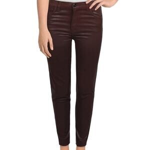 Joe’s Jeans The Charlie High Rise Skinny Coated Ankle Dark Coco Bean Size 34 NWT